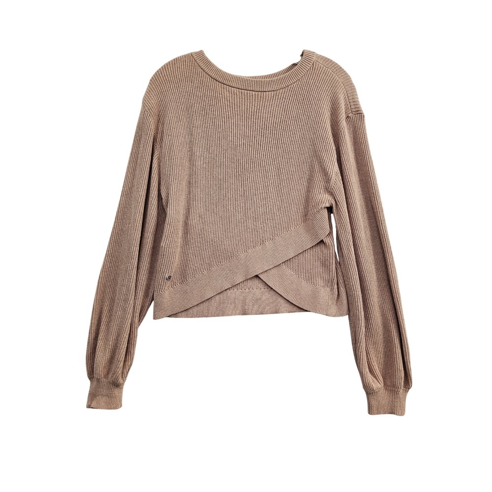 Lululemon Crossover Ribbed Knit Sweater Womens XS Tan Nude Cotton Blend LW3IU5S